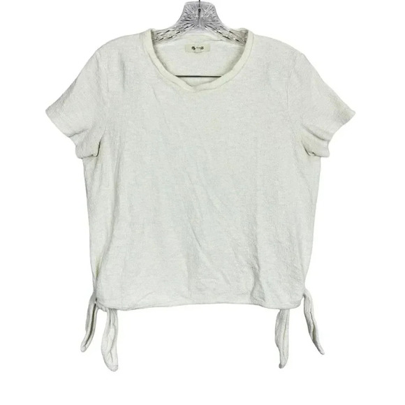 Madewell Texture & Thread Modern Side-Tie Top Sz S Ivory Stretch Boxy Fit - Picture 3 of 6